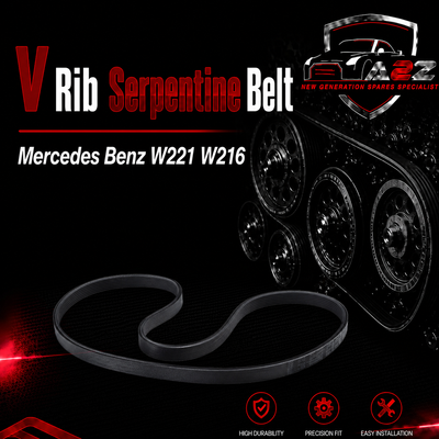 V-ribbed Serpentine Belt 0009937696 Compatible With Mercedes Benz W221 W216