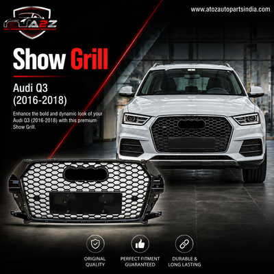 RSQ3 Full Black Honeycomb Show Grill Compatible With Audi Q3(2016-2018) Tag No.132