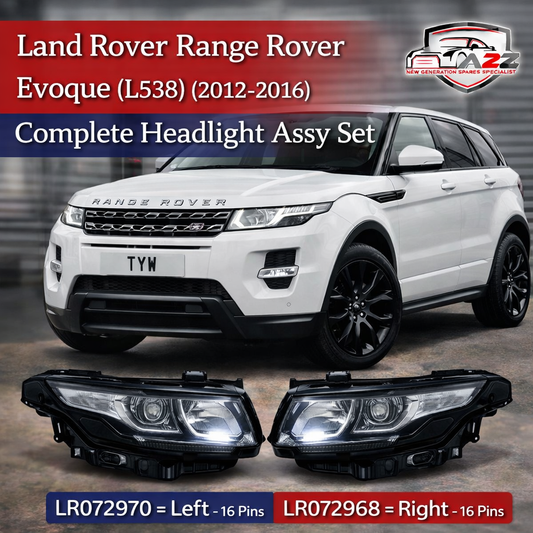 Complete Headlight Assy Right LR072968 & Left LR072970 LR048058 BJ3213W030HE Compatible With RANGE ROVER EVOQUE (L538) Tag No.09