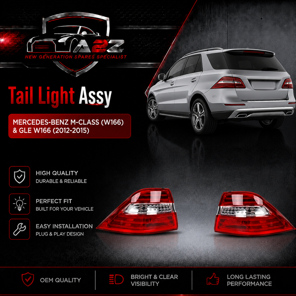 Tail Light Rear Lamp Compatible With MERCEDES-BENZ M-CLASS (W166) & GLE W166 (2012-2015) Tail Light Rear Lamp Left 1669063301 A1669063301 & Right 1669063302 A1669063302 Tag-TLM-102