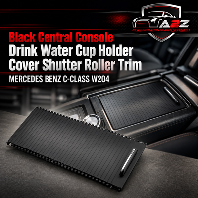 Black Central Console Drink Water Cup Holder Cover Shutter Roller Trim 2046807607-9051 2046804708 -9051 20468076079051 Compatible With MERCEDES BENZ C-CLASS W204