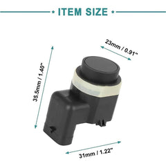 Parking Sensor for Bmw black rear bumper ultrasonic proximity sensor showing item size 35.5 mm x 31 mm x 23 mm