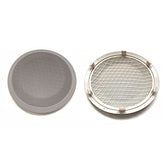 Round silver mesh Speaker Grill for Bmw 3 replacement set showing front and rear with mounting clips
