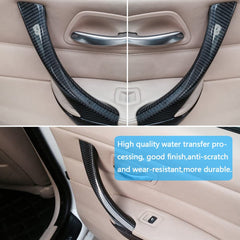 Door Handle for BMW 3 carbon fiber interior trim covers on beige leather door panel anti scratch finish