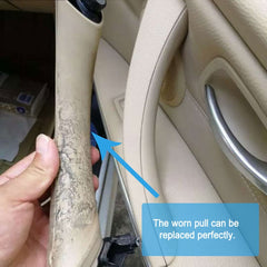 Door Handle for BMW 3 beige interior replacement showing worn pull being removed and replaced