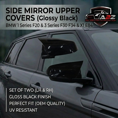 Side Mirror upper cover (Side Mirror cover) Glossy Black Horn Model Left 51167292745 & Right 51167292746 Compatible With BMW 1 Series F20 & 3 Series F30 F34 & X1 E84 TAG-SMC-61