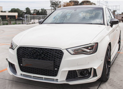 RS3 Black And Chrome Honeycomb Show Grill Compatible With Audi = A3 (2013-16) Tag No.94