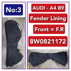 Front Right Fender Linning 8W0821172 8WD821172 Compatible With Audi A4 (B9) Tag No.3