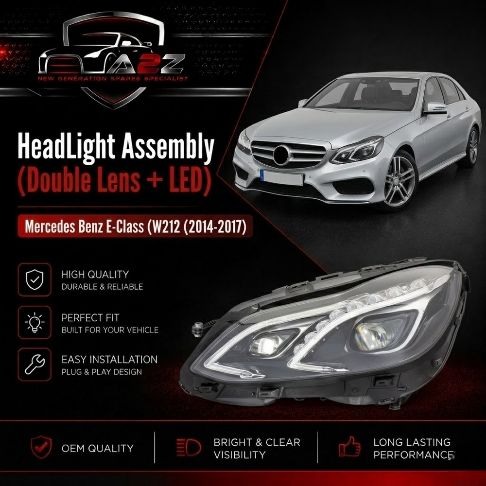 Complete Headlight Assembly (Double Lens + LED) Left A2128202339 & Right A2128202439 2128200959 2128202339 2128205539 2128209759 A2128205539 A2128209759 A2129063103 A2129064303 Compatible With Mercedes Benz E-Class (W212) (2014-2017) Tag No.130