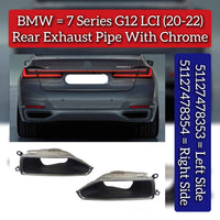 Rear Exhaust Pipe With Chrome Left 51127478353 & Right 51127478354 Compatible With BMW 7 SERIES (G12) LCI ((2020-2022)