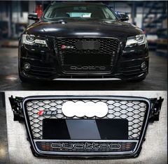 Show Grill Audi Compatible With A4 B8(2009-12) RS4 Quattro Black Chrome Tag 5