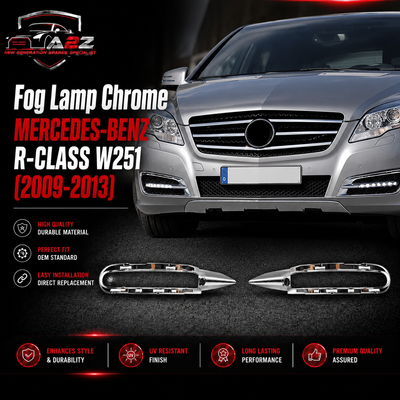 Fog Lamp Chrome Compatible With MERCEDES-BENZ R-CLASS W251 (2009-2013) Fog Lamp Chrome Left 2518853823 & Right 2518853923