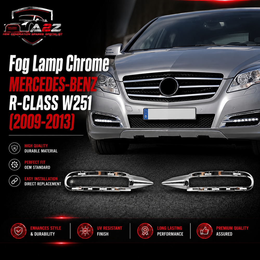 Fog Lamp Chrome Compatible With MERCEDES-BENZ R-CLASS W251 (2009-2013) Fog Lamp Chrome Left 2518853823 & Right 2518853923