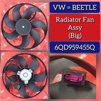 Engine Cooling Fan Motor Fan Assembly (Big) 6Q0959455Q Compatible With SKODA FABIA II (542) & OCTAVIA I (1U2) & VW NEW BEETLE (9C1, 1C1)