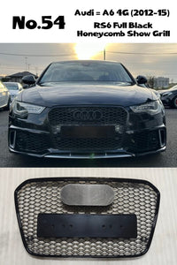 RS6 Full Black Honeycomb Show Grill Compatible With Audi A6 C7(2012-15) Tag No.54
