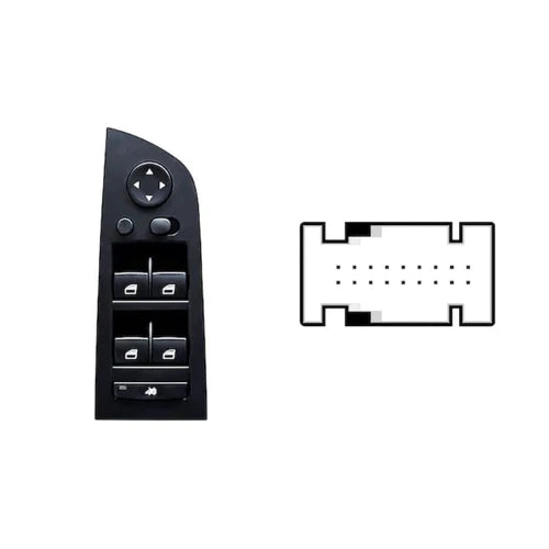 Power Window Regulator Switch for Bmw 3 driver side black control panel with mirror joystick and connector diagram