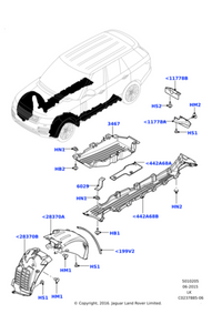 Rear Wheel Fender Linning Left LR033073 Compatible With Land Rover Range Rover Vogue - L405 (2013-2017) & Land Rover Range Rover Sport - L494 (2014-2017) Tag No.35