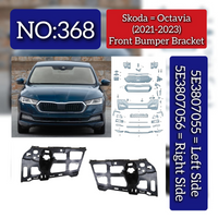 Front Bumper Bracket Set Left 5E3807055 & Right 5E3807056 Compatible With Skoda Octavia (2021-2023) Tag No.368