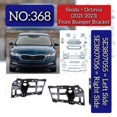 Front Bumper Bracket Set Left 5E3807055 & Right 5E3807056 Compatible With Skoda Octavia (2021-2023) Tag No.368