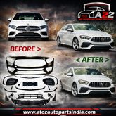 A To Z Compatible With Mercedes Benz A Class W177 (2018-2023) Upgrade Convert Upgrade to Amg45 Front Bumper Body kit Skirst Lips Splitter A45 Style Zst W177-003 GC CC-6166 (Shipping Cost Not Included In Price)