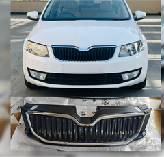 Silver Outer Chrome Show Grill 5E0853651 Compatible With Skoda Octavia (2014-2016) Tag No.83