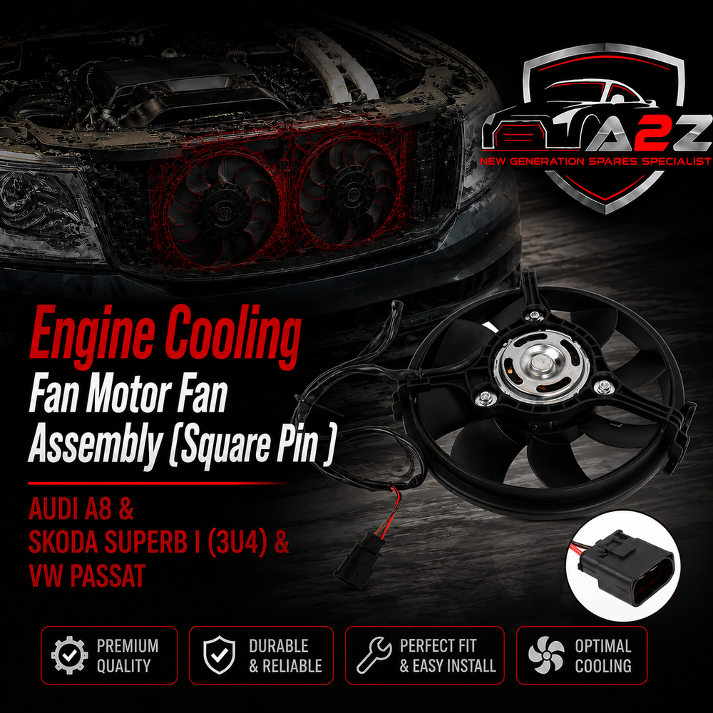 Engine Cooling Fan Motor Fan Assembly (Square Pin ) 8D0959455R Compatible With AUDI A8 & SKODA SUPERB I (3U4) &VW PASSAT