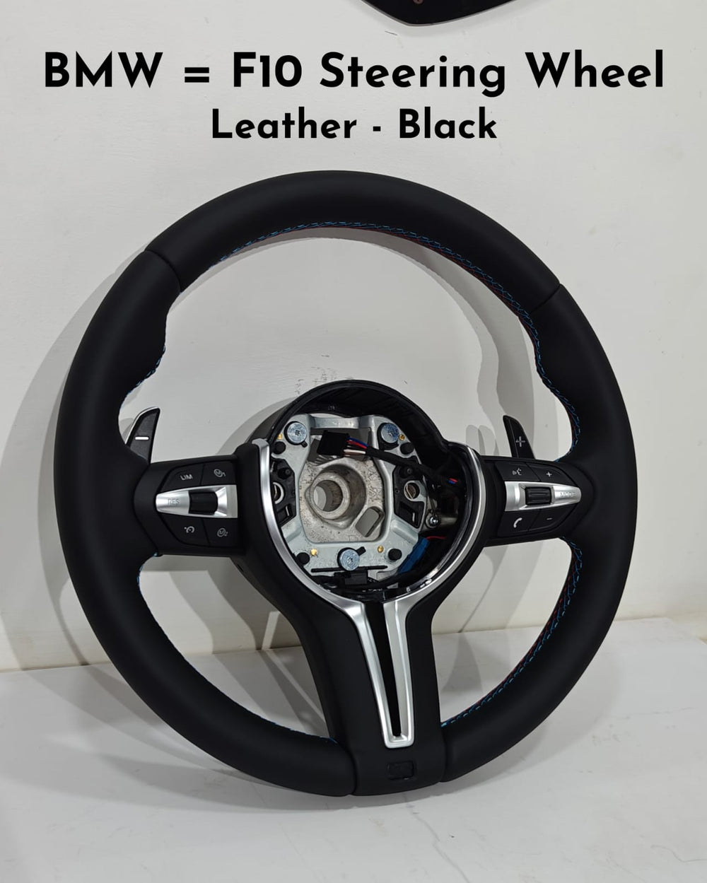 Leather Black Steering Wheel Compatible With BMW F10