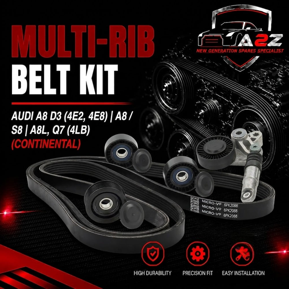 Multi RIB Belt Kit 6PK2490K1 Compatible With AUDI A8 D3 (4E2, 4E8) | A8 / S8 | A8L, Q7 (4LB) (CONTINENTAL)