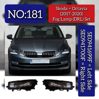 Fog Lamp (DRL) Set Left 5E0941699F & Right 5E0941700F Compatible With Skoda Octavia (2017-2020) Tag No.181