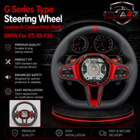 G Series Type Steering Wheel Leather & Carbon Strip (Red) Compatible With BMW For X5 X6 F30
