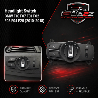 Headlight Switch Knob Assembly 61319192744 61319311218 61316803965 -A Compatible With BMW 5 Series (F10) & 5 Series Gran Turismo (F07) & 7 Series (F01, F02, F03, F04) & X3 (F25) Tag No.136