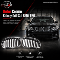 Outer Crome Kidney Grill Set 51137065701=L.H & 51137065702=R.H Compatible With BMW 5 Series E60 Tag 4