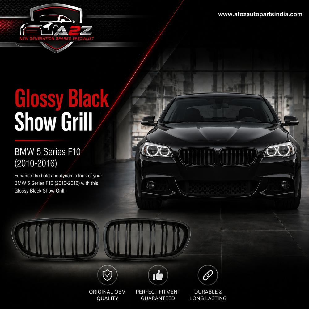 Glossy Black Show Grill Compatible With BMW 5 Series F10 (2010-2016)