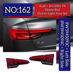 Glossy Red Dickey Light Assembly Left 8W5945093C & Right 8W5945094C Compatible With Audi A4 (2016-2019) Tag No.162