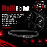 Multi RIB Belt 6PK1130 06K903137A Compatible With AUDI A3 Convertible (8V7, 8VE) | A3 / S3, A3 Limousine (8VS, 8VM) | A3 / S3, A4 B8 (8K2) | A4 / S4, A4 B9 (8W2, 8WC) | A4 / S4, A6 C7 (4G2, 4GC) | A6 / S6, Q2 (GAB, GAG) (CONTINENTAL)