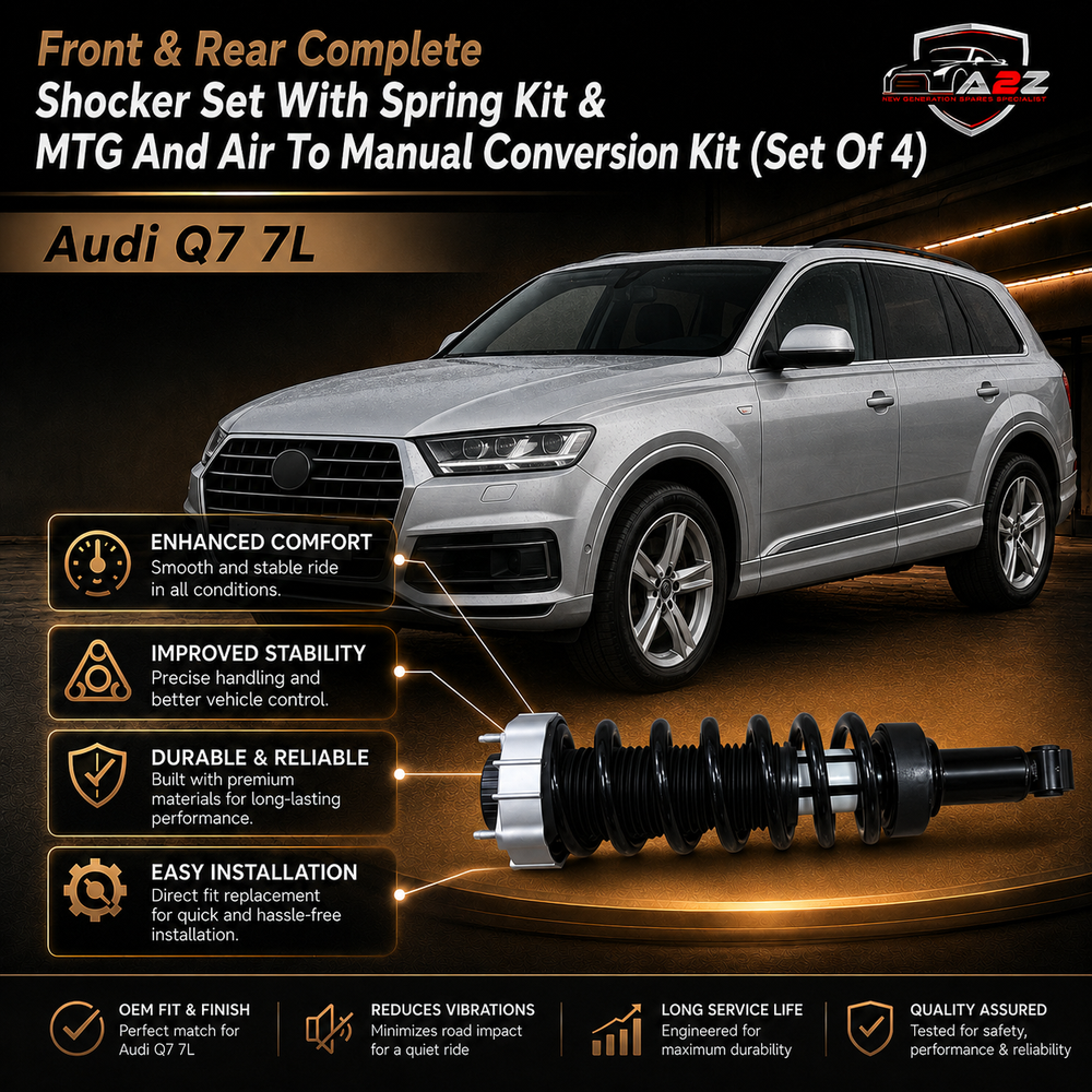 Front & Rear Complete Shocker Set With Spring Kit & MTG And Air To Manual Conversion Kit (Set Of 4) 7L8413031J 7L8413032J 7L8513029K Compatible With Audi Q7 7L