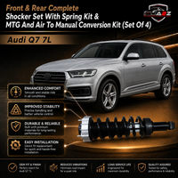 Front & Rear Complete Shocker Set With Spring Kit & MTG And Air To Manual Conversion Kit (Set Of 4) 7L8413031J 7L8413032J 7L8513029K Compatible With Audi Q7 7L