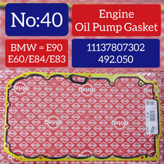 Engine Oil Sump Gasket Oil Pan Chamber Packing Seal 492.050 11137807302 Compatible With BMW 3-SERIES (E90) 5-SERIES (E60) X1 (E84) X3 (E83) Tag No.40