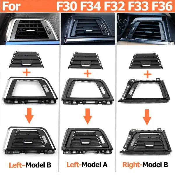 BMW 3-Series F30 F34 GT Front AC Vent Outer Frame Matt Chrome 64229346226