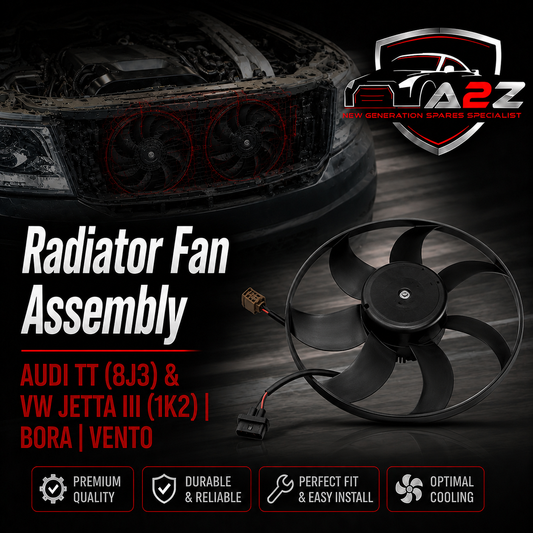 Engine Cooling Fan Motor Fan Assembly (Big) 3C0959455F 1K0959455FR Compatible With AUDI A3 & TT (8J3) & SKODA OCTAVIA II (1Z3) | LAURA & SUPERB II (3T4) &VW JETTA III (1K2)
