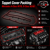 Tappet Cover Packing 429.310 A6510160321 for Mercedes A-Class W176, B-Class W246/W242, C-Class W204/W205, CLA/CLS C117/C218, E-Class W212, GLA/GLC/GLE X156/X253/W166, M-Class W166, V-Class W447, Valente