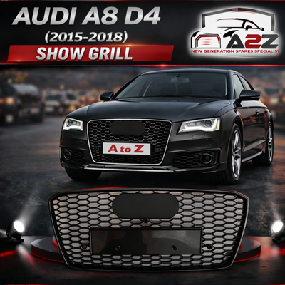 RS8 Full Black Honeycomb Show Grill Compatible With Audi A8 D4(2015-18) Tag No.112