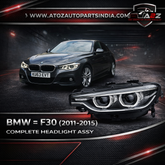 Complete Headlight Assembly (Xenon Performance) Left 63116339385 63117339385 63117314531 & Right 63117339386 63117314532 (Without Blaster) Compatible With BMW 3 Series F30 (2011-2015) Projector Tag No.55