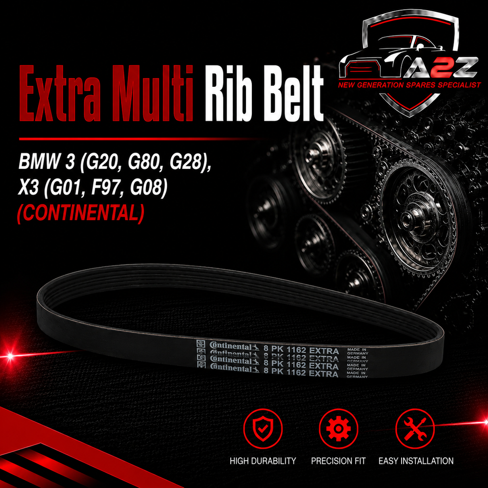 Extra Multi Rib Belt 8PK1162 11288597653 Compatible With BMW 3 (G20, G80, G28), X3 (G01, F97, G08) (CONTINENTAL)
