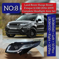 Complete Headlight Assy Right LR084150 & Left LR084160 Compatible With Range Rover Evoque (L538) Tag No.08