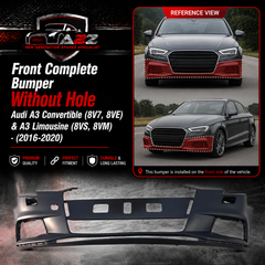 Front Complete Bumper Without Hole 8V5807065Q Compatible With Audi A3 Convertible (8V7, 8VE) & A3 Limousine (8VS, 8VM) - (2016-2020) Tag No.1B