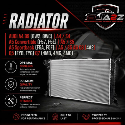 Radiator 80A121251C 80A121251D 8W0121251AK 8W0121251L Compatible with AUDI A4 B9 (8W2, 8WC) | A4 / S4 A5 Convertible (F57, F5E) | A5 / S5 A5 Sportback (F5A, F5F) | A5 / S5 A6 C8 (4A2) Q5 (FYB, FYG) Q7 (4MB, 4MG, 4MQ)