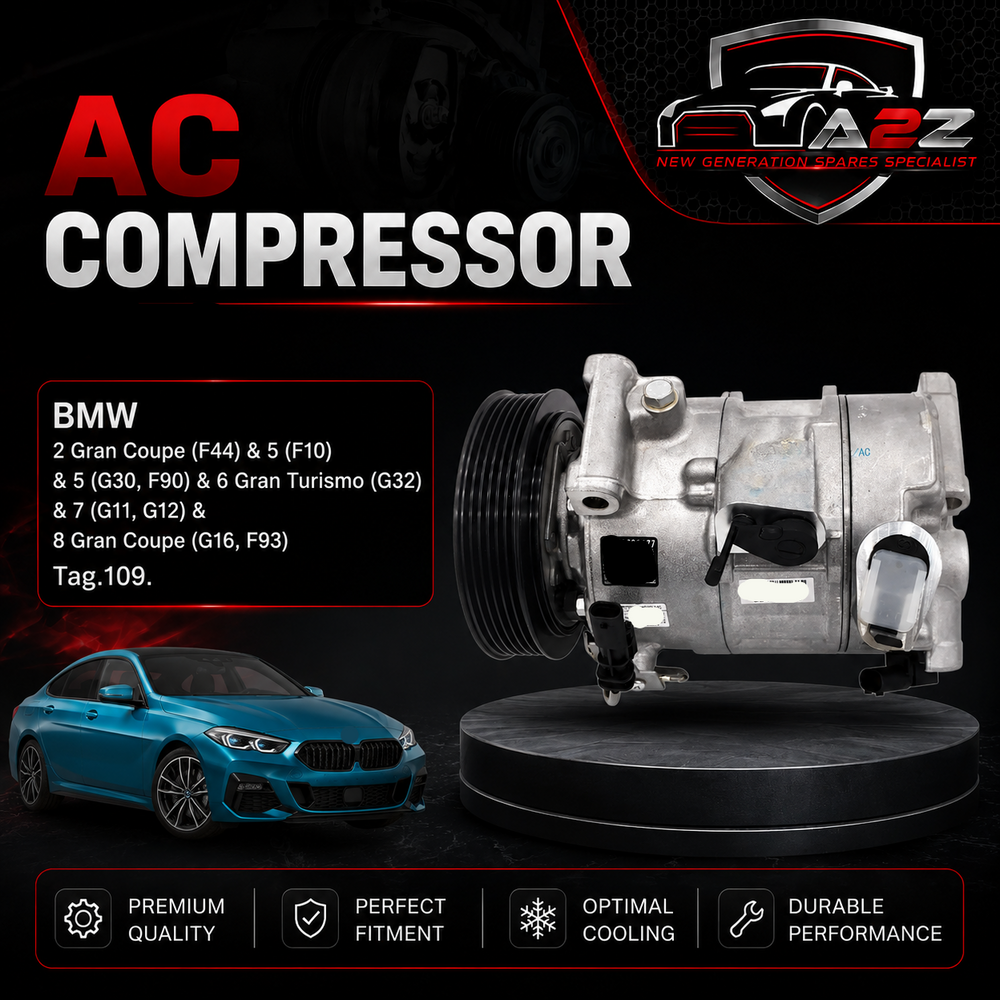 AC Compressor 64525A3F102 Compatible With BMW & 2 Gran Coupe (F44) & 5 (F10) & 5 (G30, F90) & 6 Gran Turismo (G32) & 7 (G11, G12) & 8 Gran Coupe (G16, F93) Tag.109