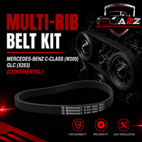 Multi Rib Belt Kit 6PK1642K3 Compatible With MERCEDES-BENZ C-CLASS (W205) GLC (X253) (CONTINENTAL)