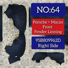 Front Right Fender Liner 95B809962D 95B809962B Compatible With PORSCHE MACAN (2014-2017) Tag No.64